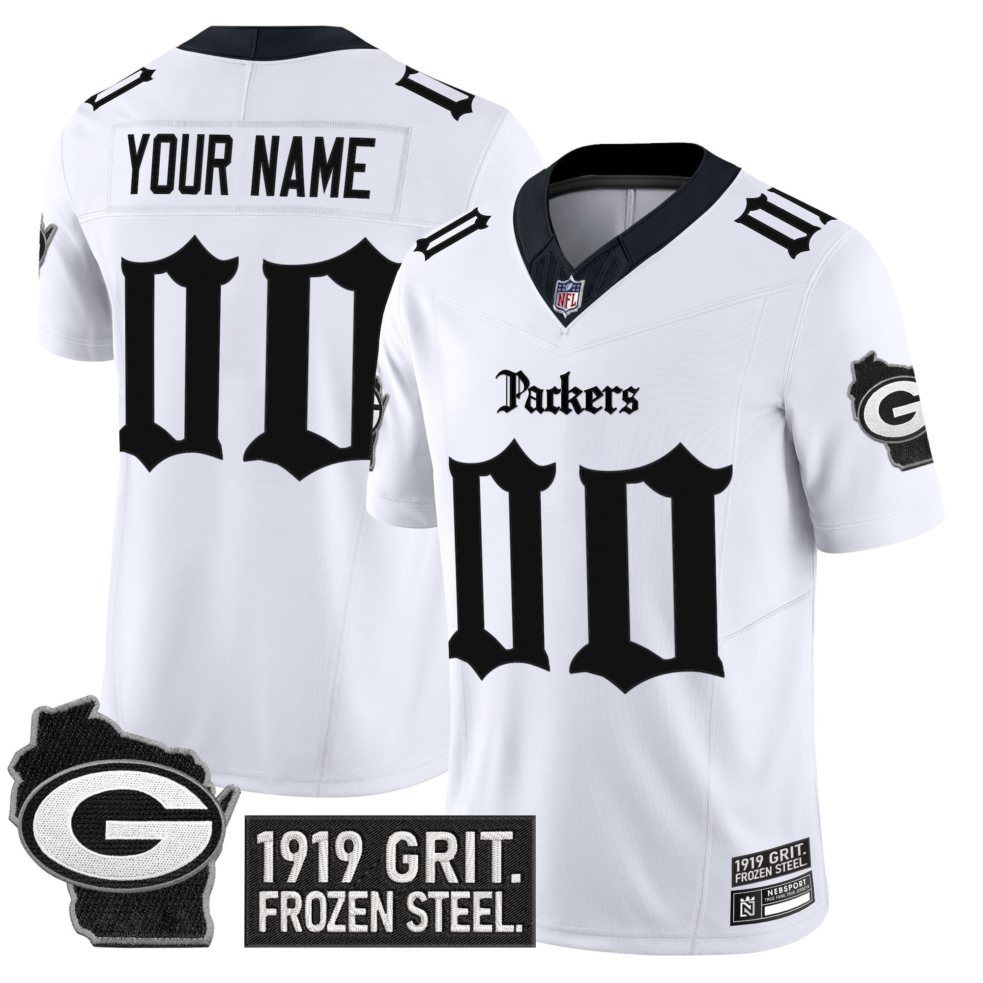 Green Bay Packers ‘Gothic Frozen Tundra Edition’ Vapor Limited Custom Jersey – All Stitched