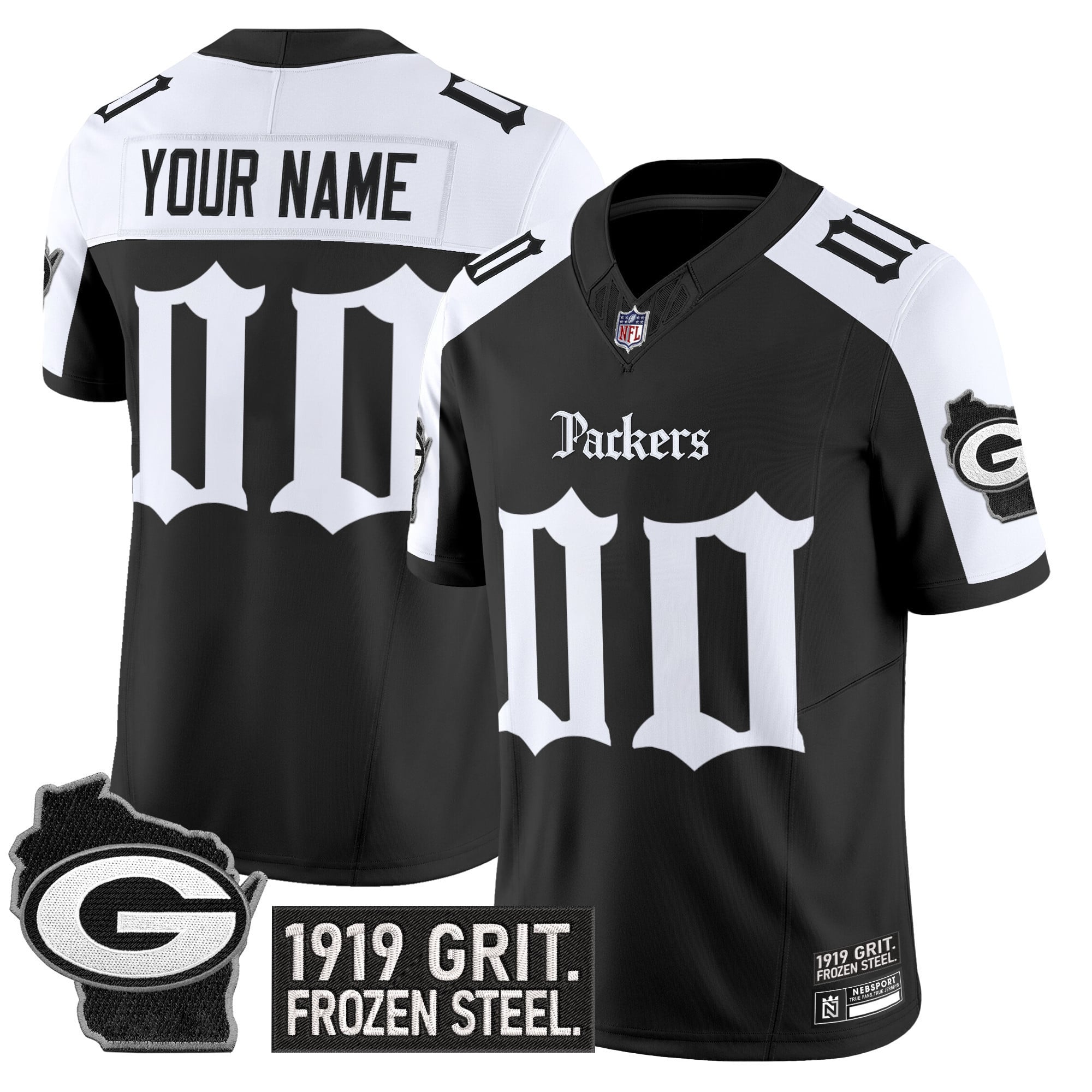 Green Bay Packers ‘Gothic Frozen Tundra Edition’ Vapor Limited Custom Jersey – All Stitched