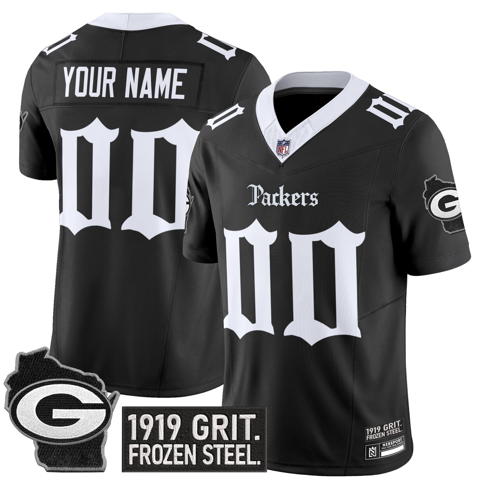 Green Bay Packers ‘Gothic Frozen Tundra Edition’ Vapor Limited Custom Jersey – All Stitched