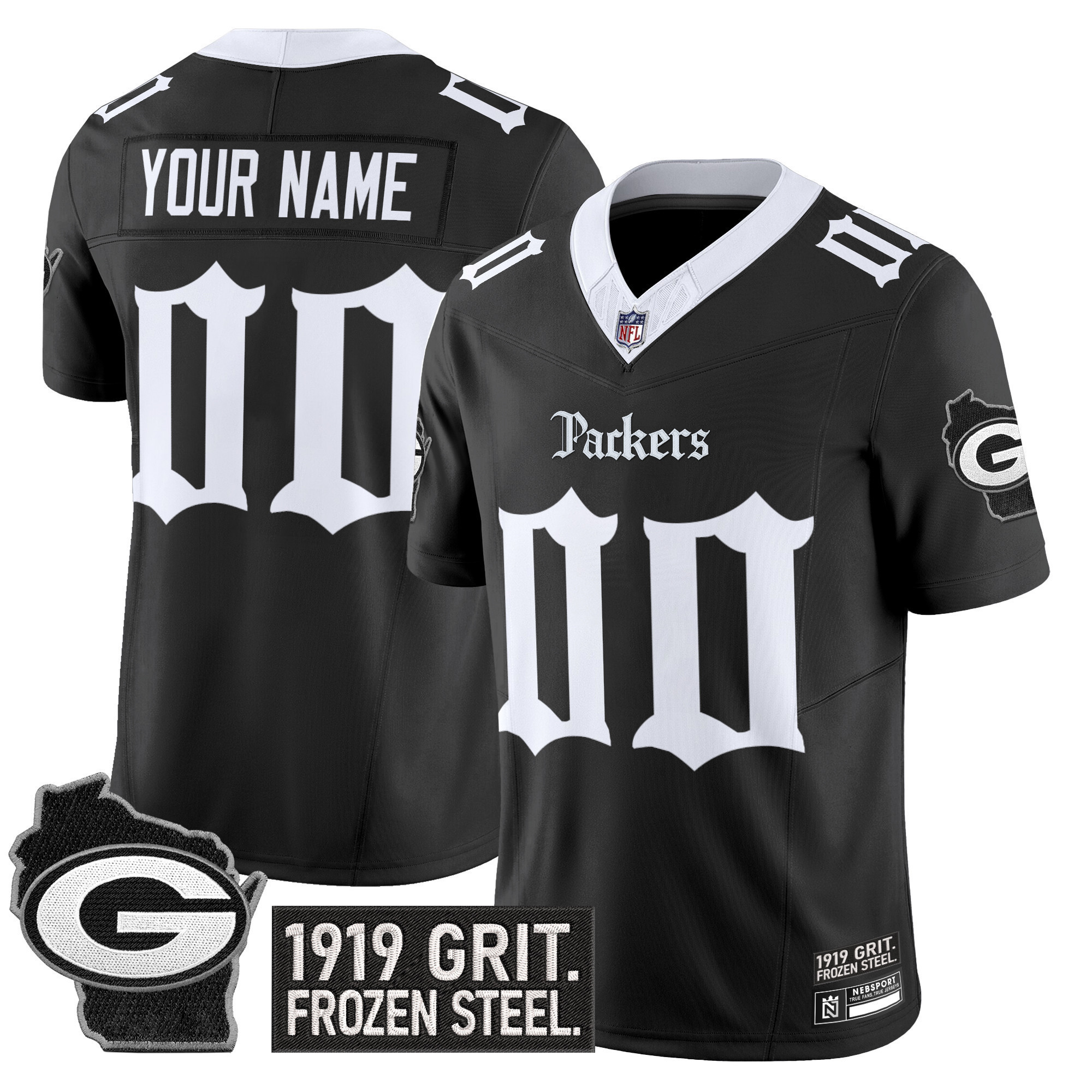 Green Bay Packers ‘Gothic Frozen Tundra Edition’ Vapor Limited Custom Jersey – All Stitched