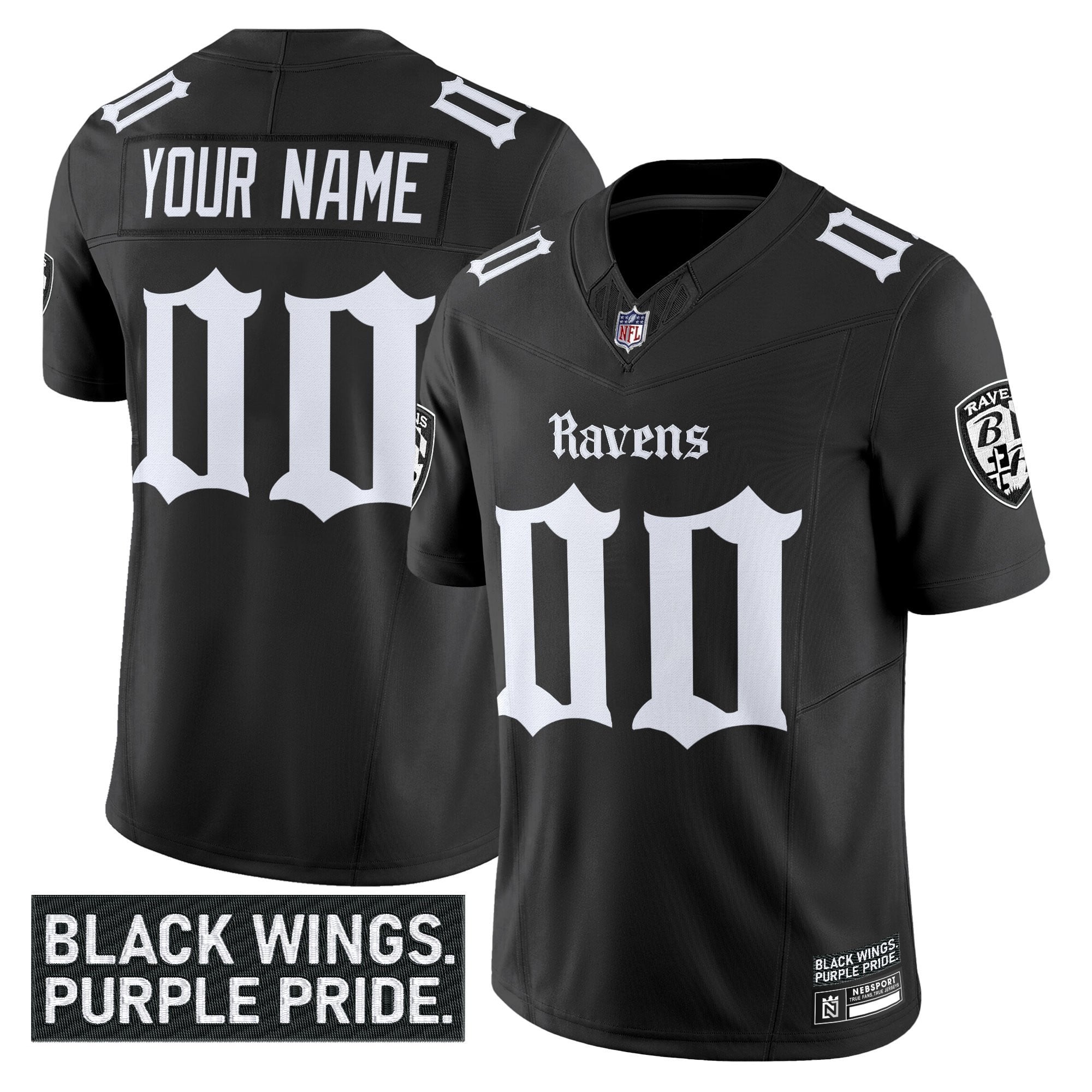 Baltimore Ravens ‘Gothic Nevermore Edition’ Vapor Limited Custom Jersey – All Stitched