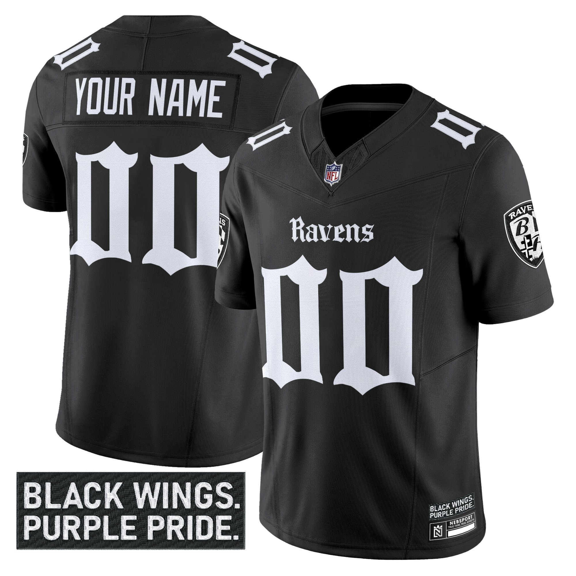 Baltimore Ravens ‘Gothic Nevermore Edition’ Vapor Limited Custom Jersey – All Stitched