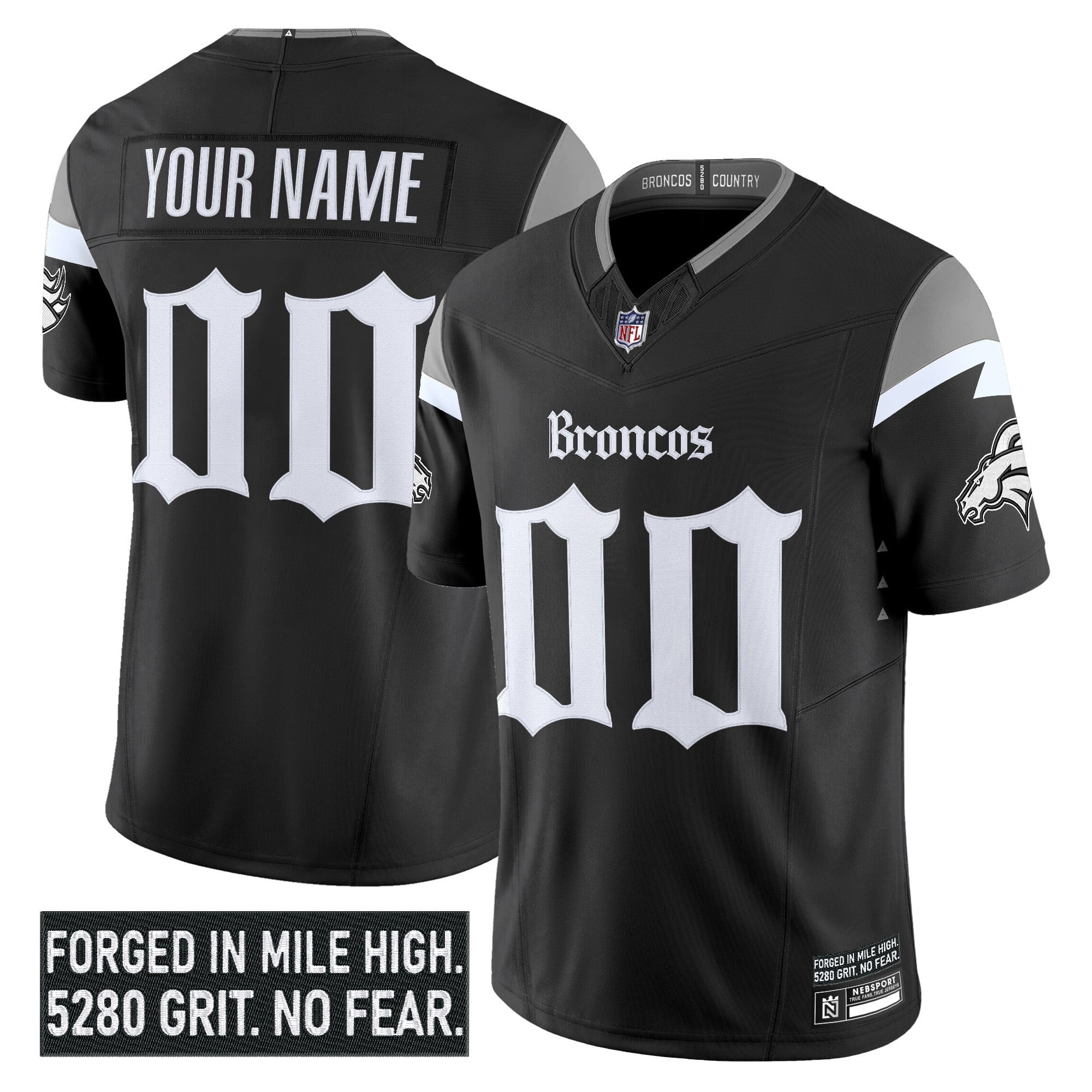 Denver Broncos ‘Gothic Mile High Shadows Edition’ Vapor Limited Custom Jersey – All Stitched