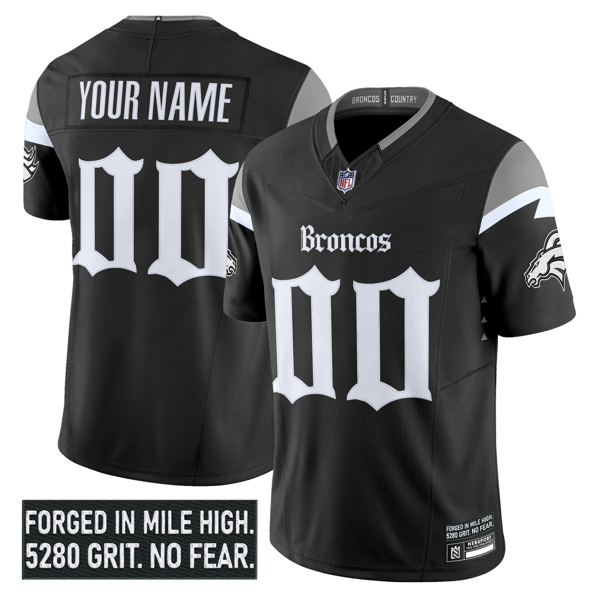 Denver Broncos ‘Gothic Mile High Shadows Edition’ Vapor Limited Custom Jersey – All Stitched