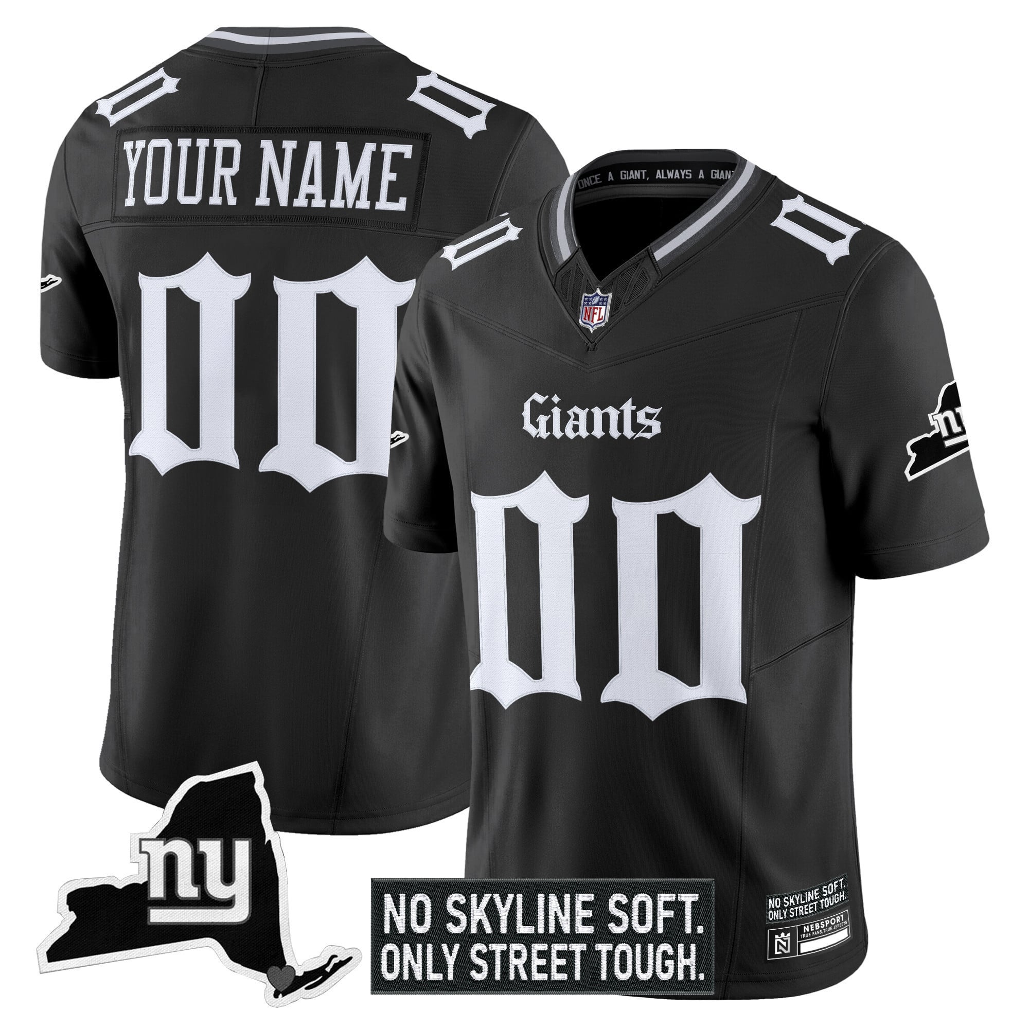 New York Giants ‘Gothic Gotham Edition’ Vapor Limited Custom Jersey – All Stitched
