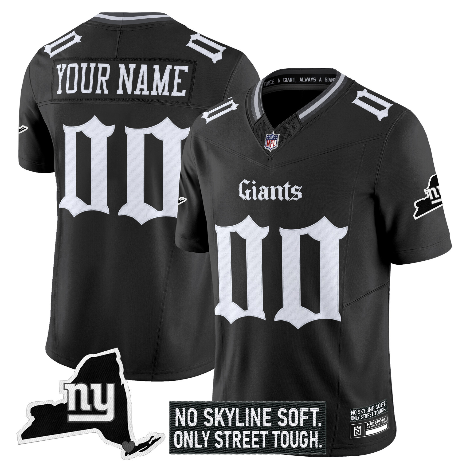New York Giants ‘Gothic Gotham Edition’ Vapor Limited Custom Jersey – All Stitched