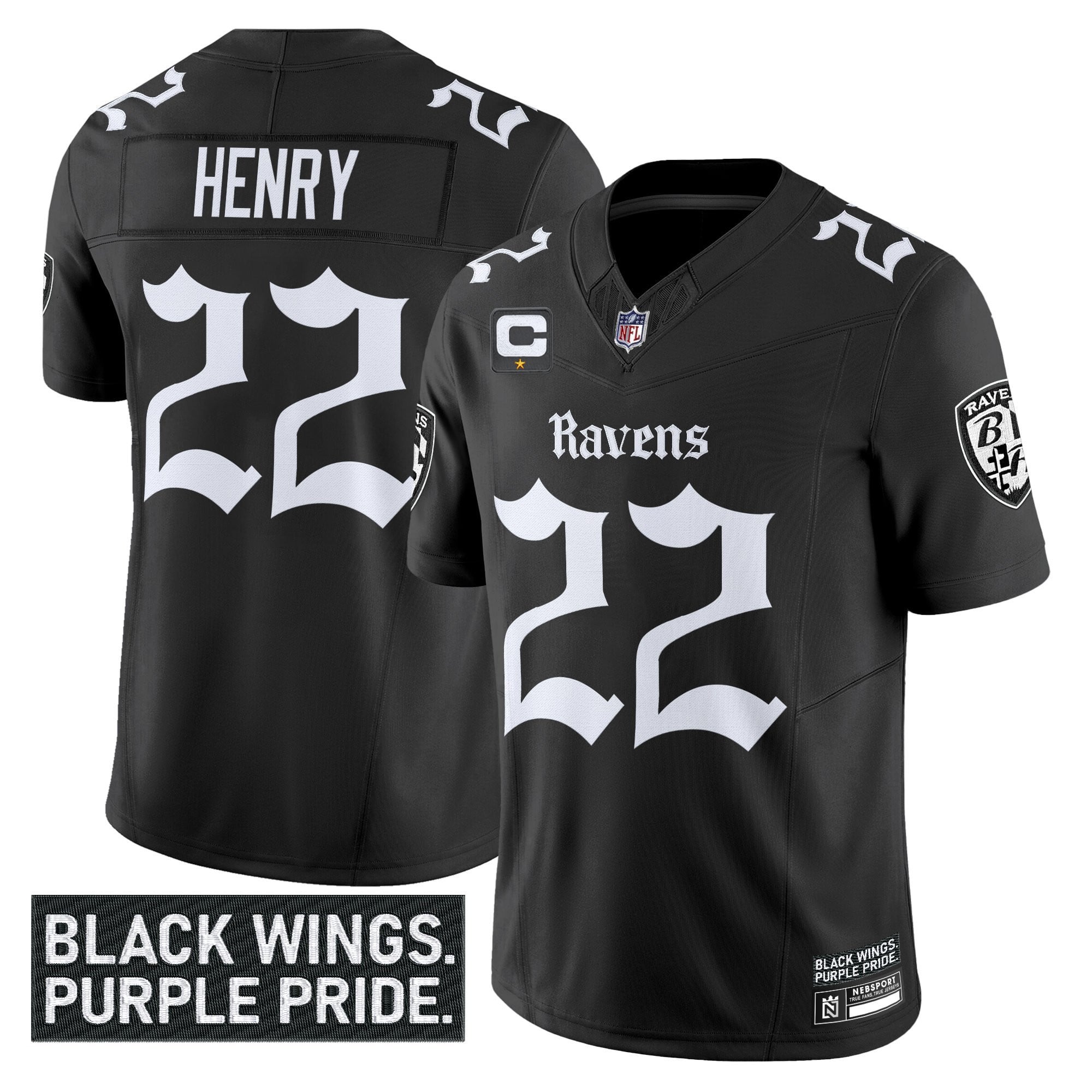 Men’s Baltimore Ravens ‘Gothic Nevermore Edition’ Vapor Limited Jersey – All Stitched