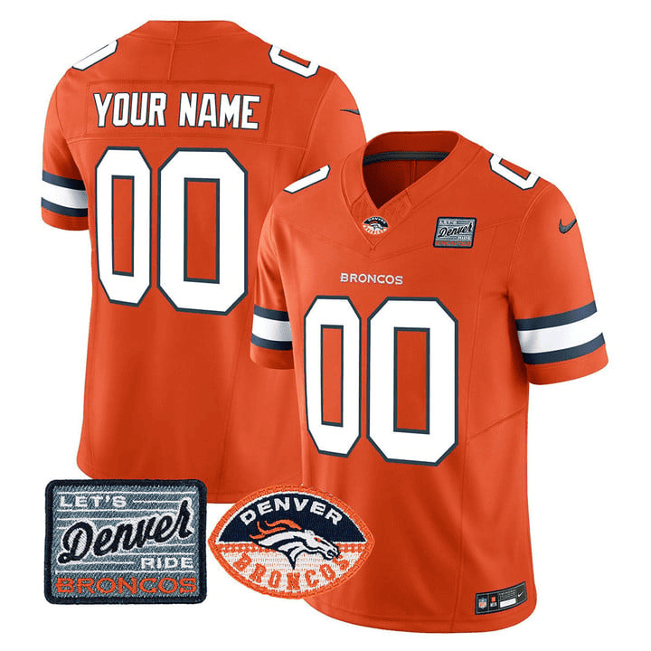 Denver Broncos Logo Patch Vapor Limited Custom Jersey – All Stitched