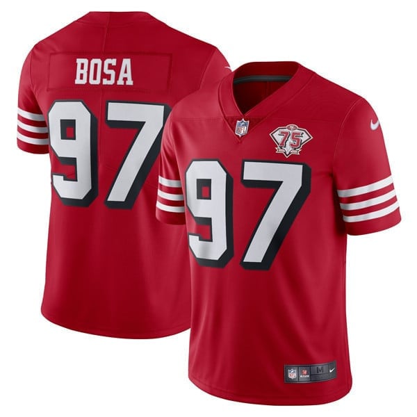 San Francisco 49Ers 75Th Anniversary Throwback Scarlet Jersey – All Stitched