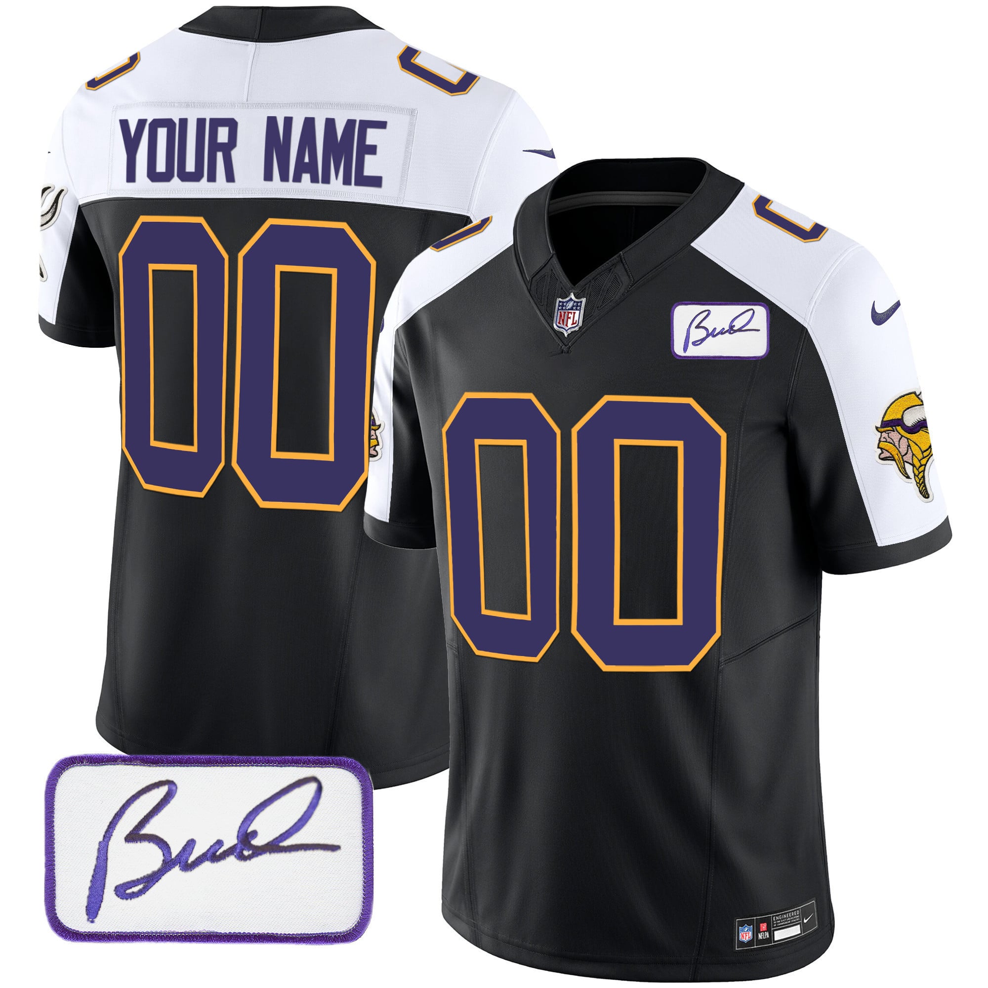 Vikings Bud Grant Patch Classic Limited Custom Jersey V3 – All Stitched