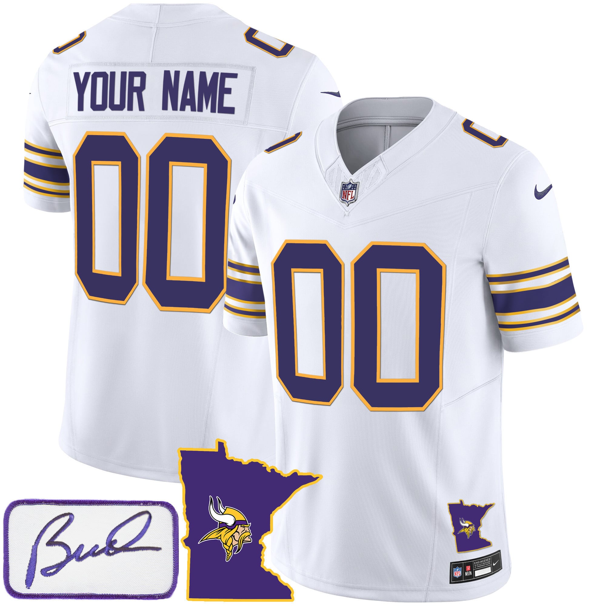 Vikings Bud Grant Patch Classic Limited Custom Jersey V2 – All Stitched