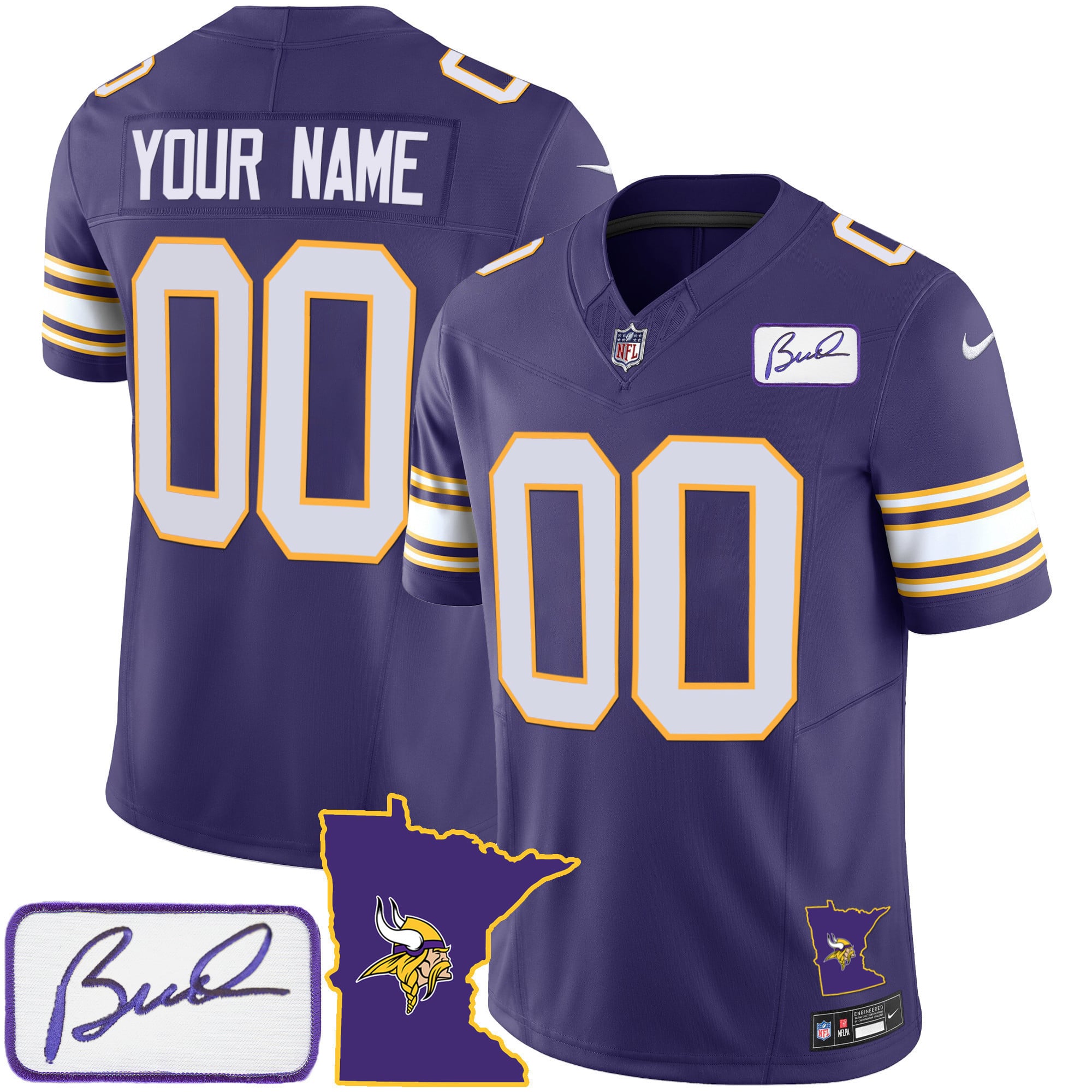 Vikings Bud Grant Patch Classic Limited Custom Jersey V2 – All Stitched