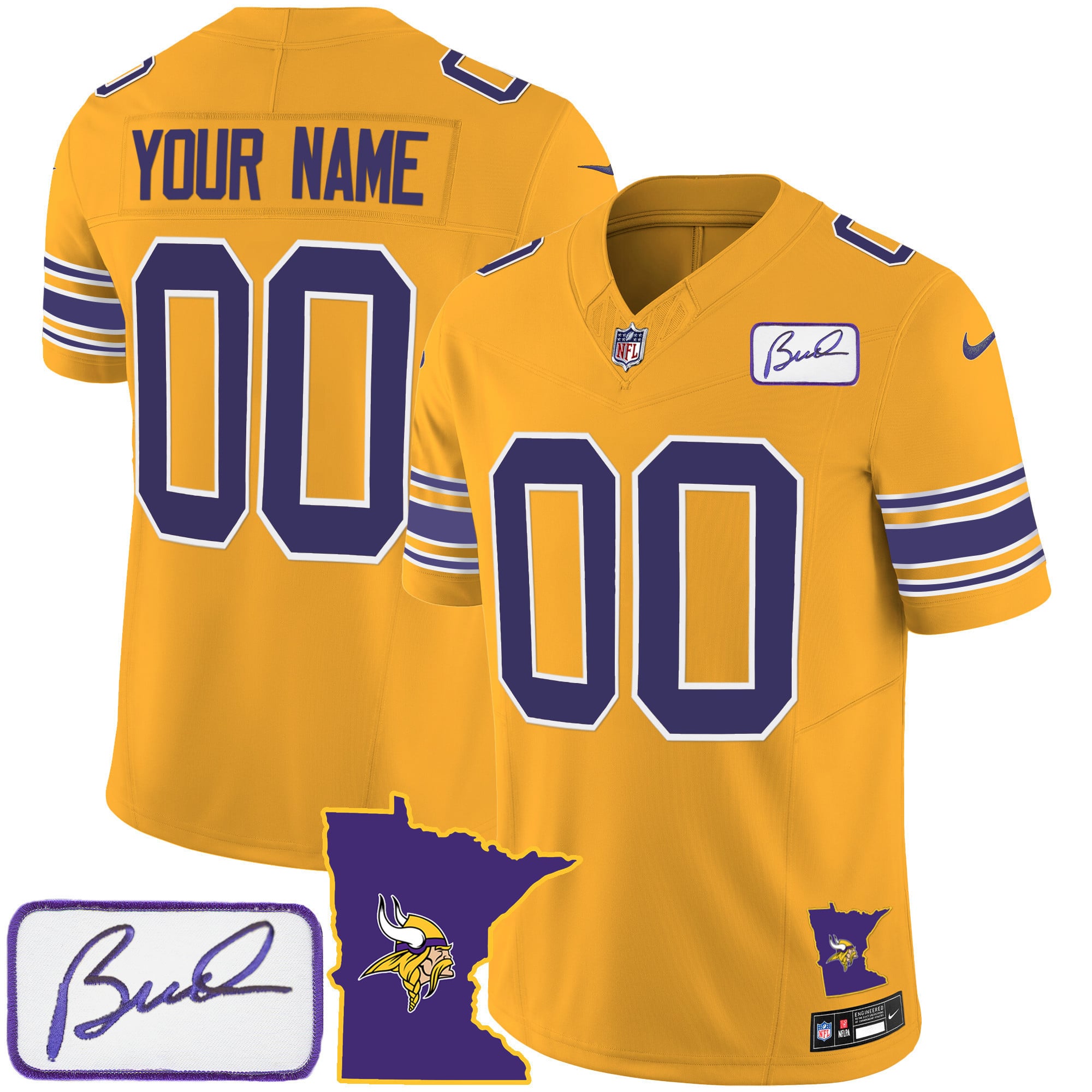 Vikings Bud Grant Patch Classic Limited Custom Jersey V2 – All Stitched