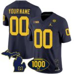 Michigan Wolverines 1000 Wins Patch Vapor Custom Jersey V3 – All Stitched