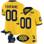 Michigan Wolverines 1000 Wins Patch Vapor Custom Jersey V3 – All Stitched