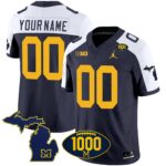 Michigan Wolverines 1000 Wins Patch Vapor Custom Jersey V3 – All Stitched