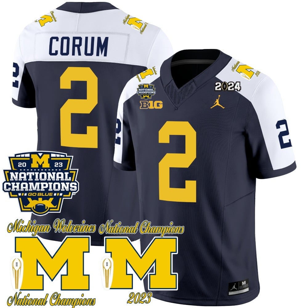 Men’s Michigan Wolverines CFP 2023 National Champions Patch Vapor Jersey – All Stitched