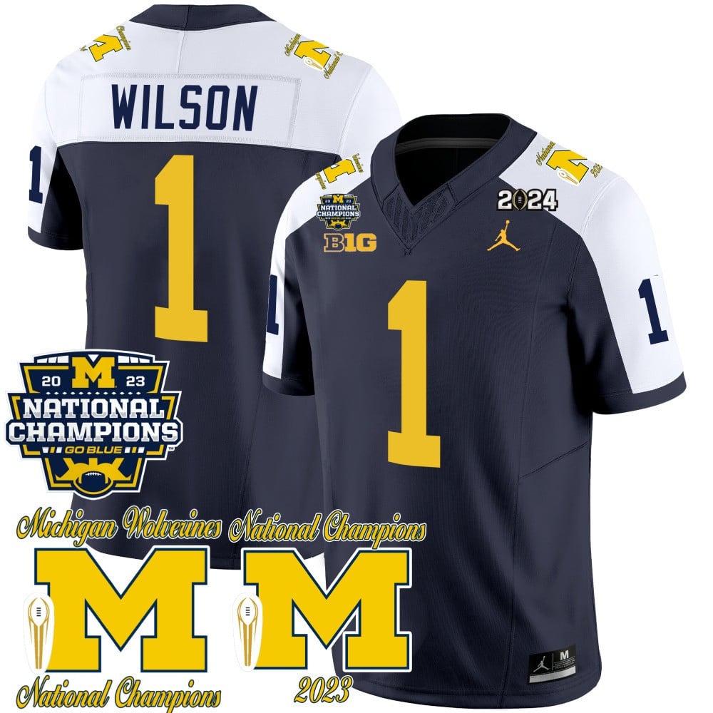 Men’s Michigan Wolverines CFP 2023 National Champions Patch Vapor Jersey – All Stitched