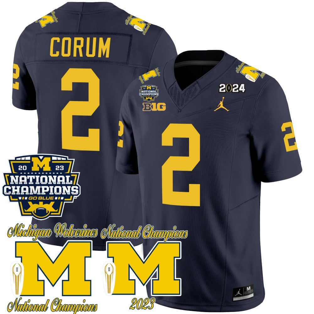 Men’s Michigan Wolverines CFP 2023 National Champions Patch Vapor Jersey – All Stitched