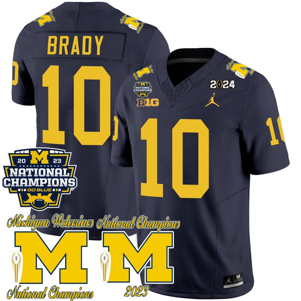 Men’s Michigan Wolverines CFP 2023 National Champions Patch Vapor Jersey – All Stitched