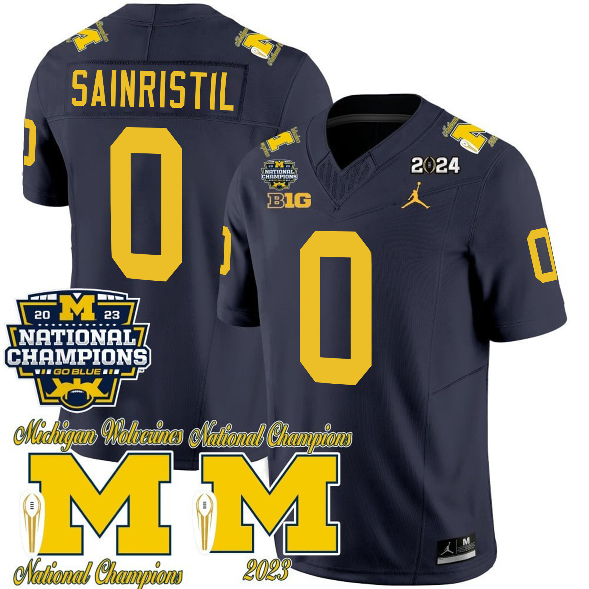 Men’s Michigan Wolverines CFP 2023 National Champions Patch Vapor Jersey – All Stitched