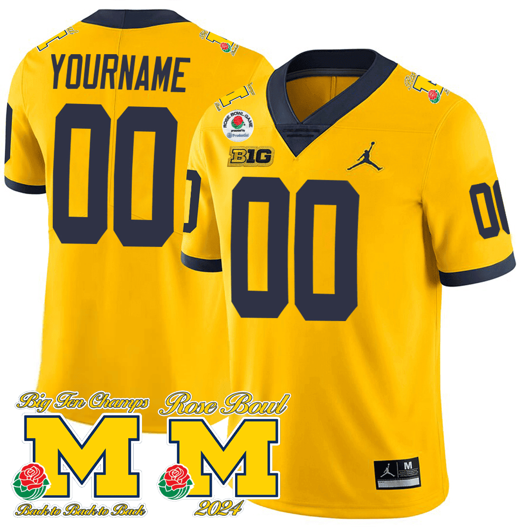 Michigan Wolverines Rose Bowl Custom Game Jersey – All Stitched