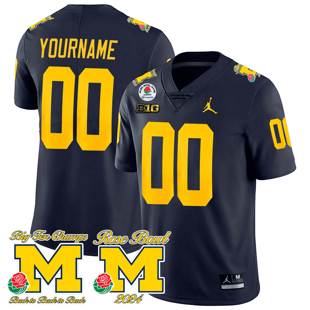 Michigan Wolverines Rose Bowl Custom Game Jersey – All Stitched