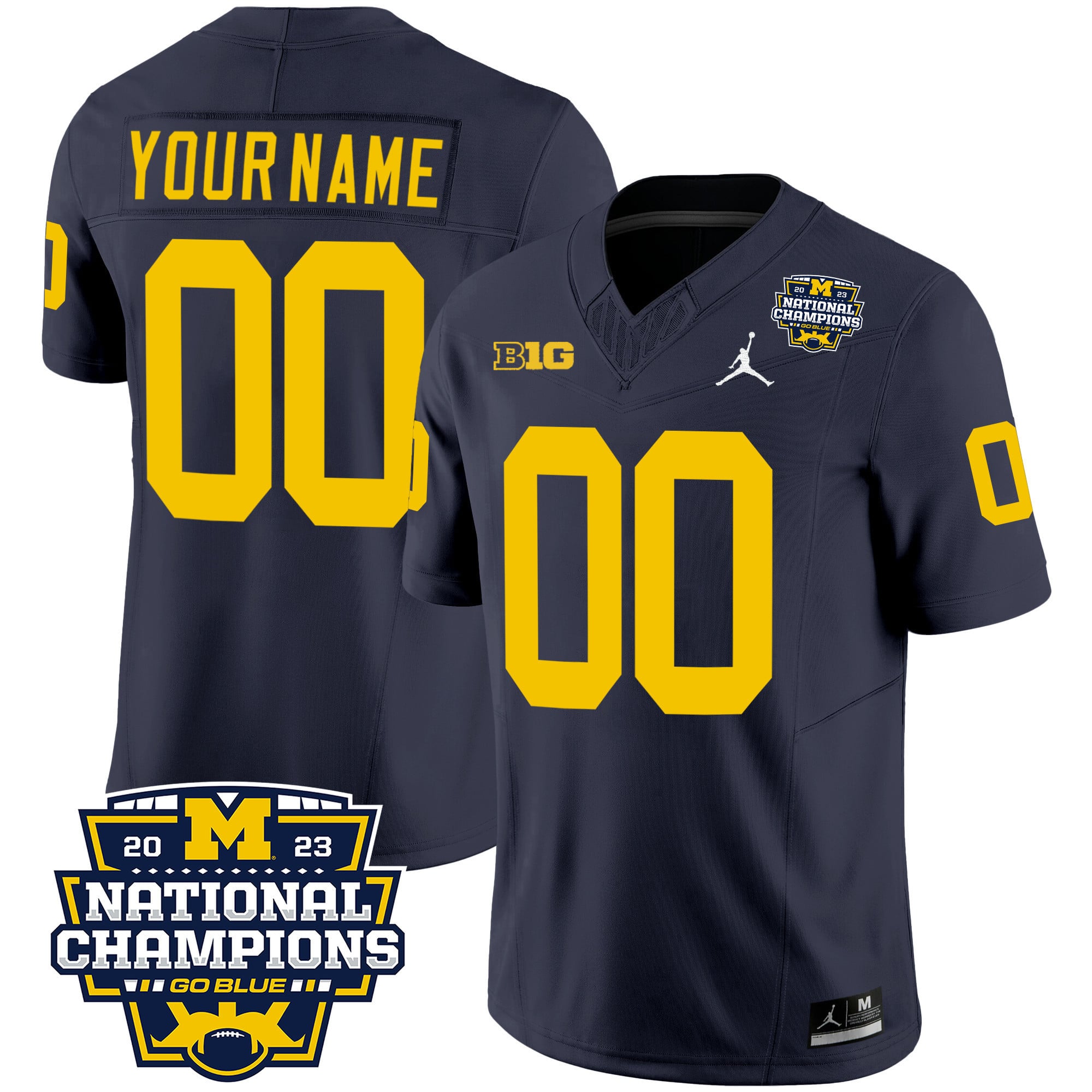 Michigan Wolverines 2023 National Champions Patch Vapor Custom Jersey V2 – All Stitched