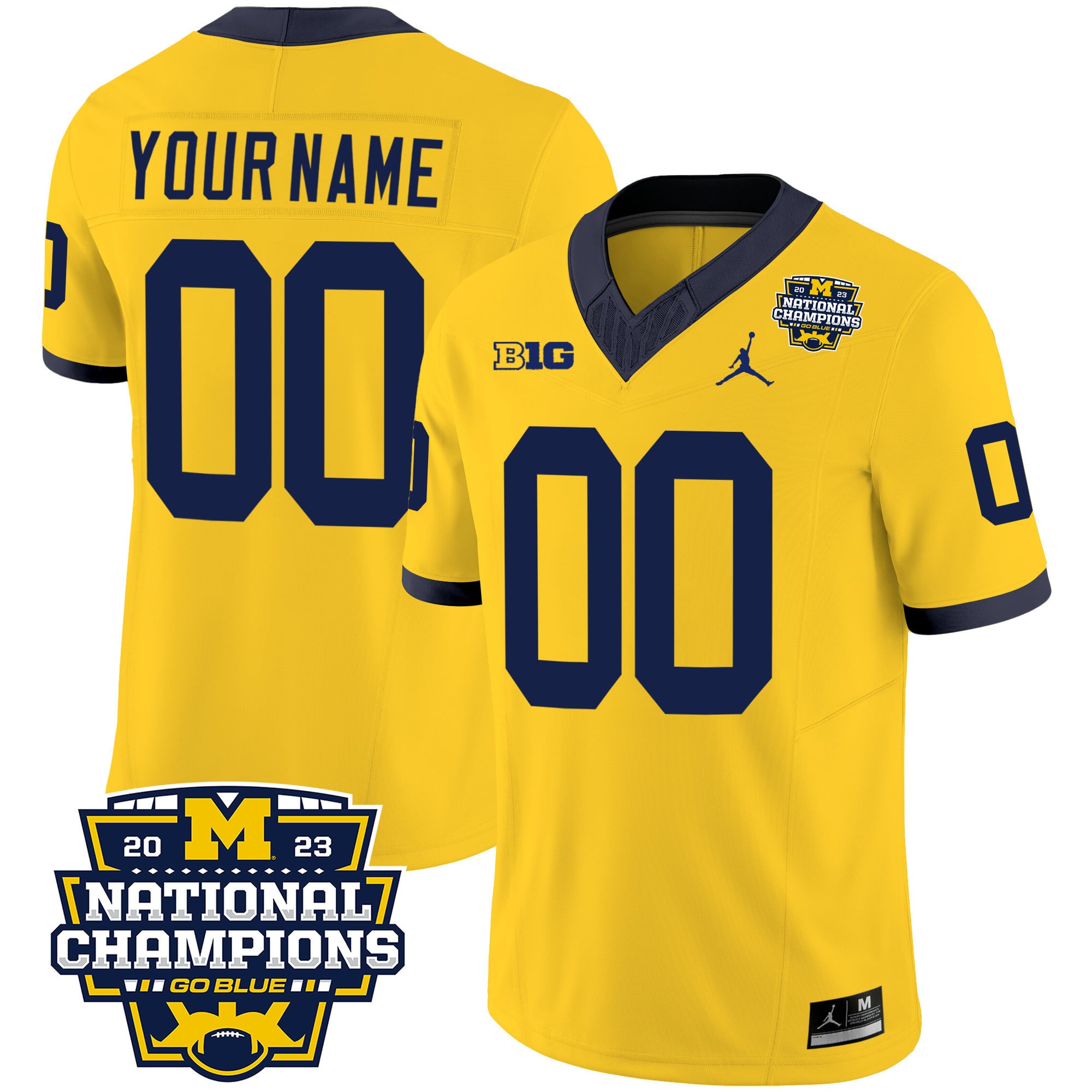 Michigan Wolverines 2023 National Champions Patch Vapor Custom Jersey V2 – All Stitched