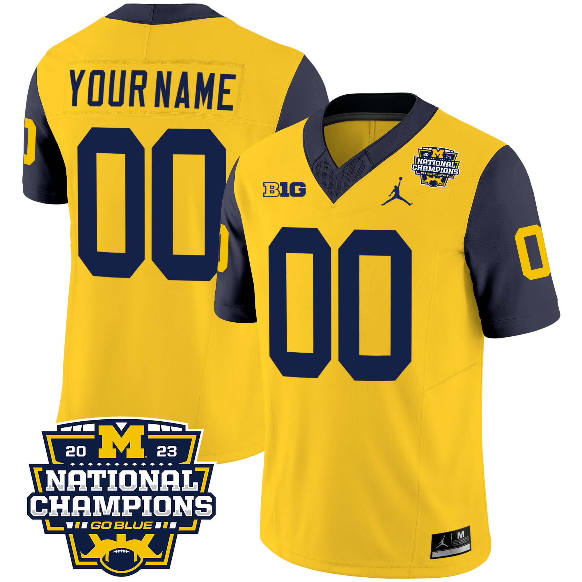 Michigan Wolverines 2023 National Champions Patch Vapor Custom Jersey V2 – All Stitched