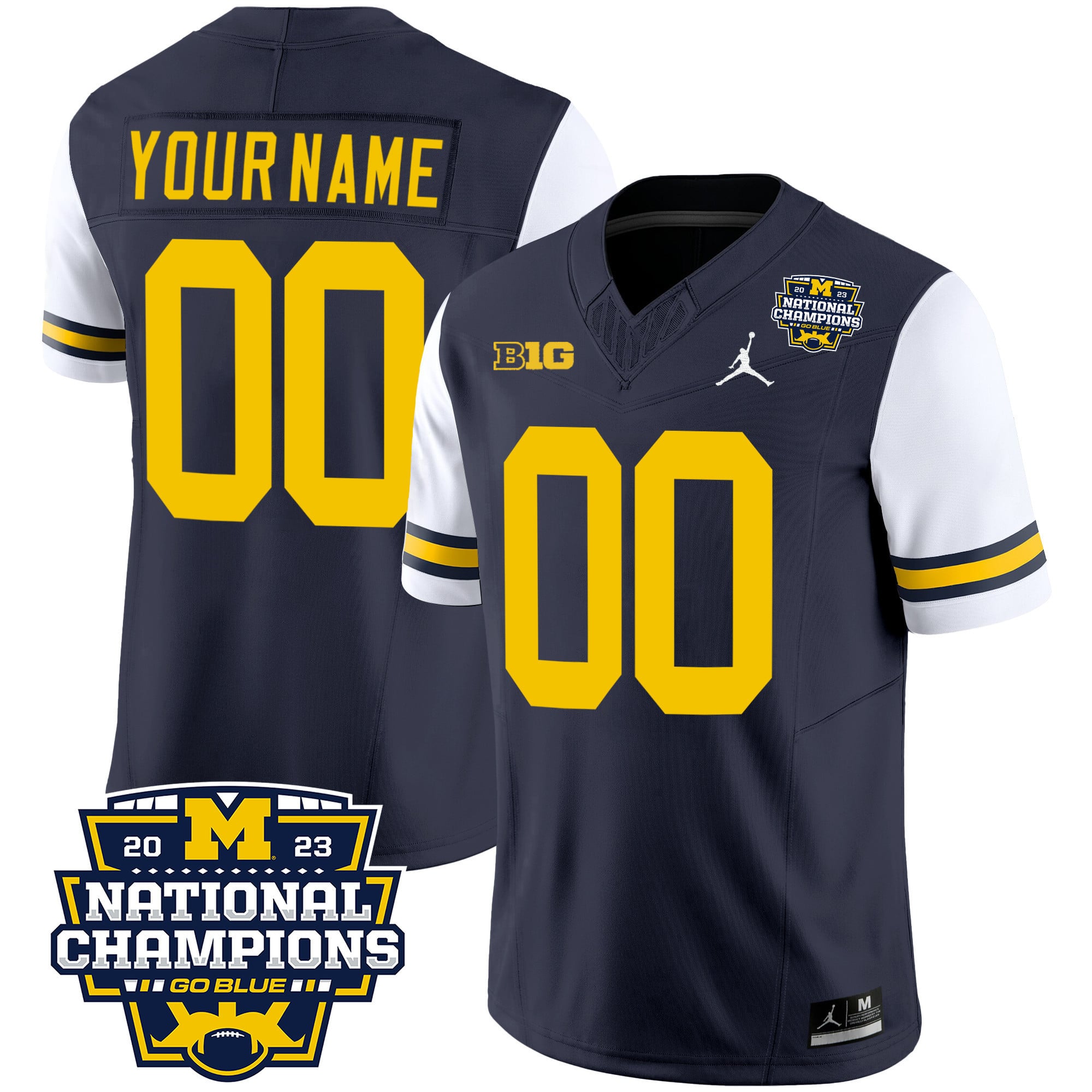 Michigan Wolverines 2023 National Champions Patch Vapor Custom Jersey V2 – All Stitched