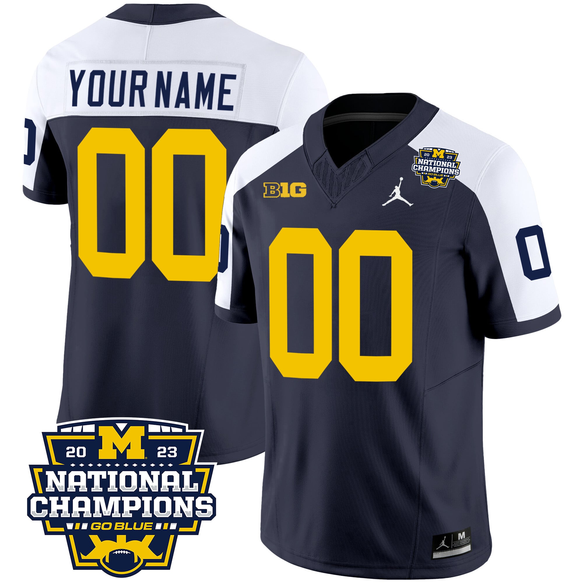 Michigan Wolverines 2023 National Champions Patch Vapor Custom Jersey V2 – All Stitched