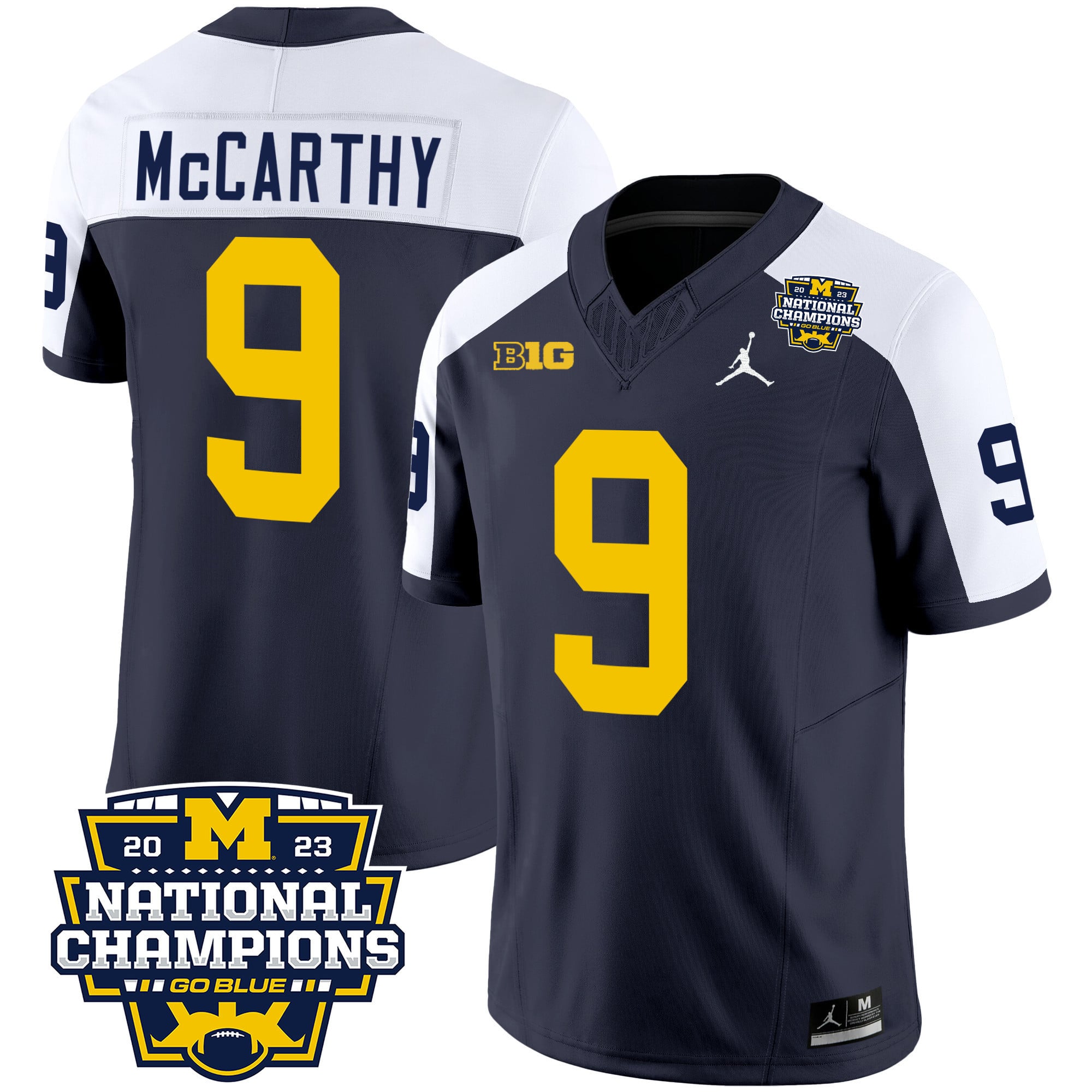 Men’s Michigan Wolverines 2023 National Champions Patch Vapor Jersey V2 – All Stitched