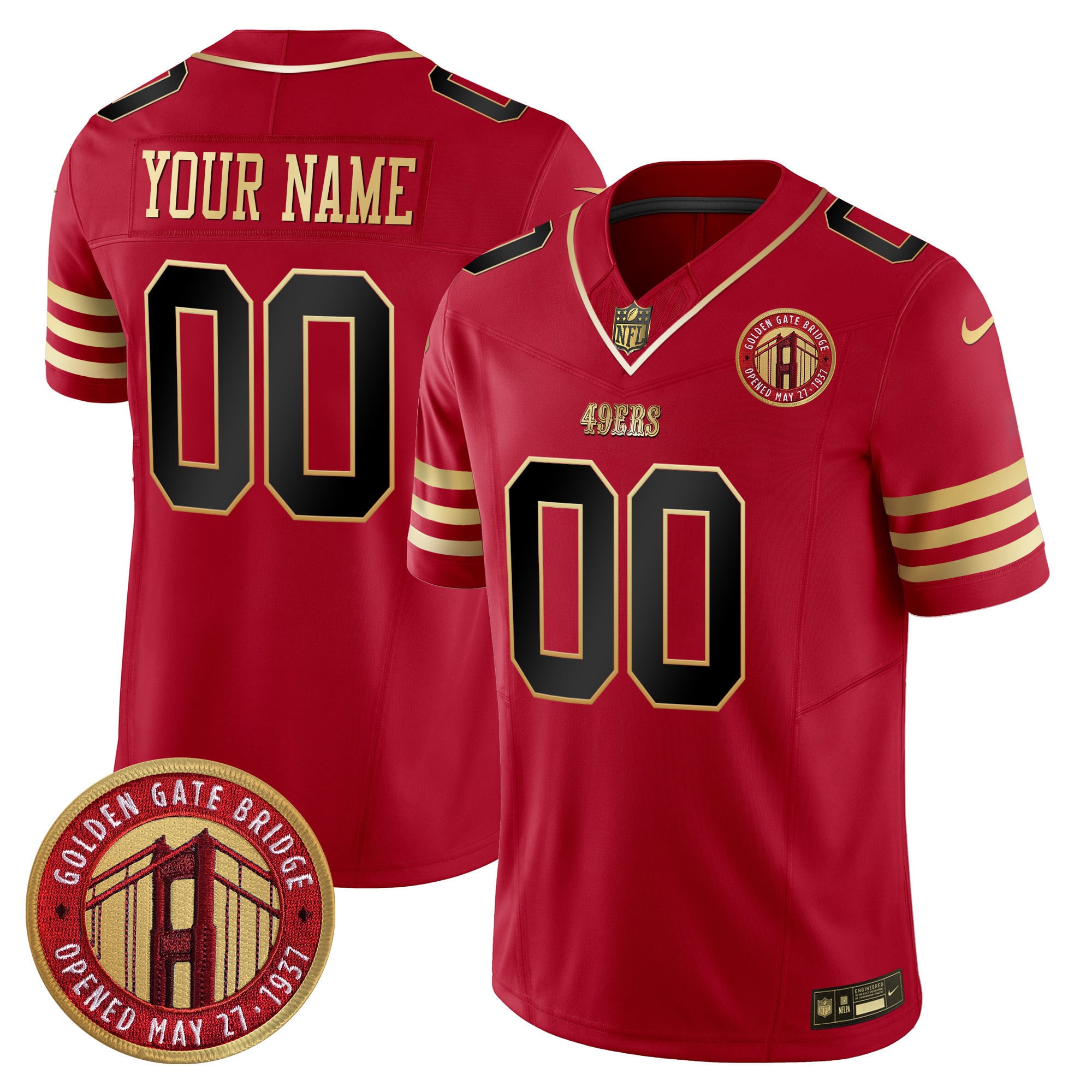 49ers Golden Gate Bridge Patch Vapor Limited Custom Jersey – All Stitched
