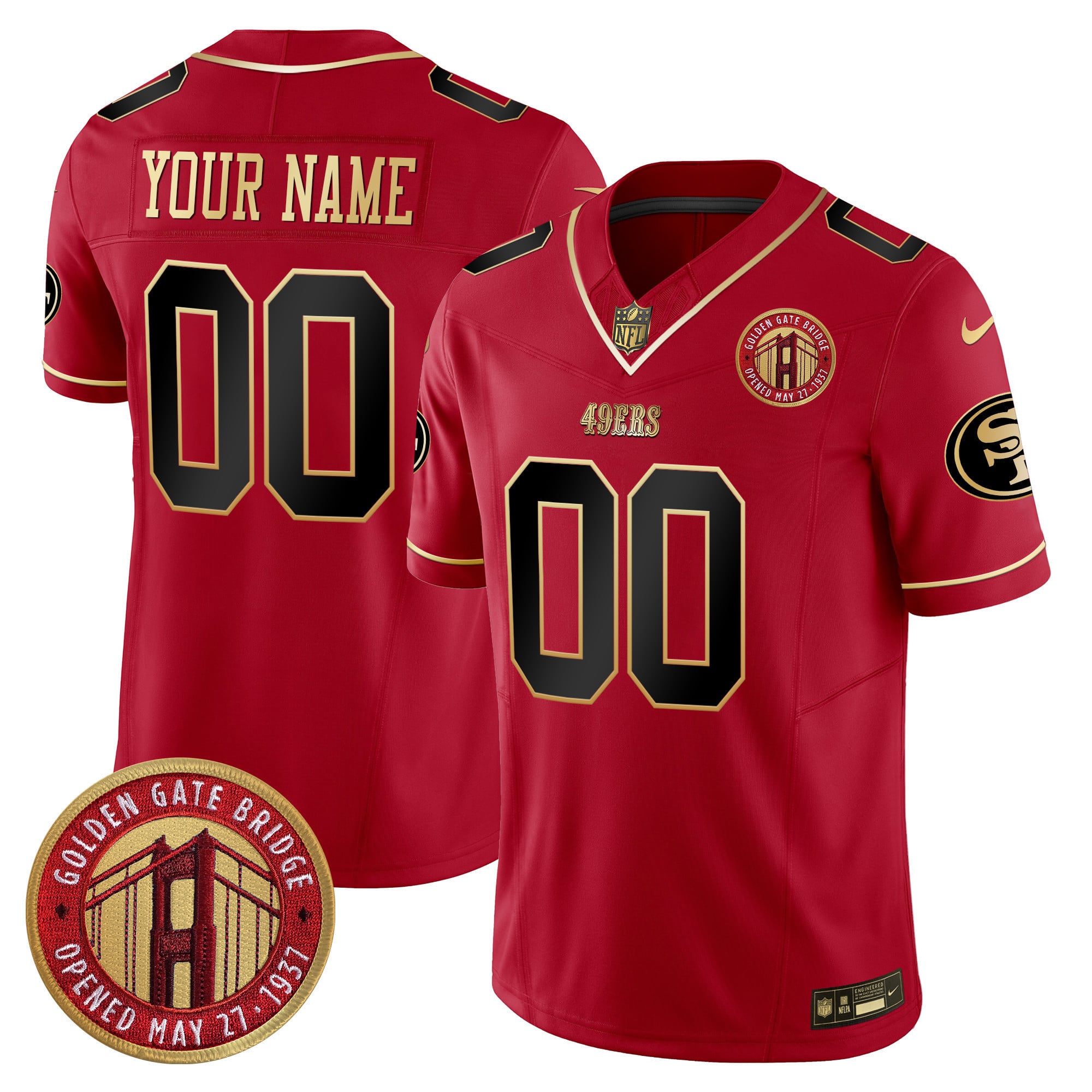 49ers Golden Gate Bridge Patch Vapor Limited Custom Jersey – All Stitched