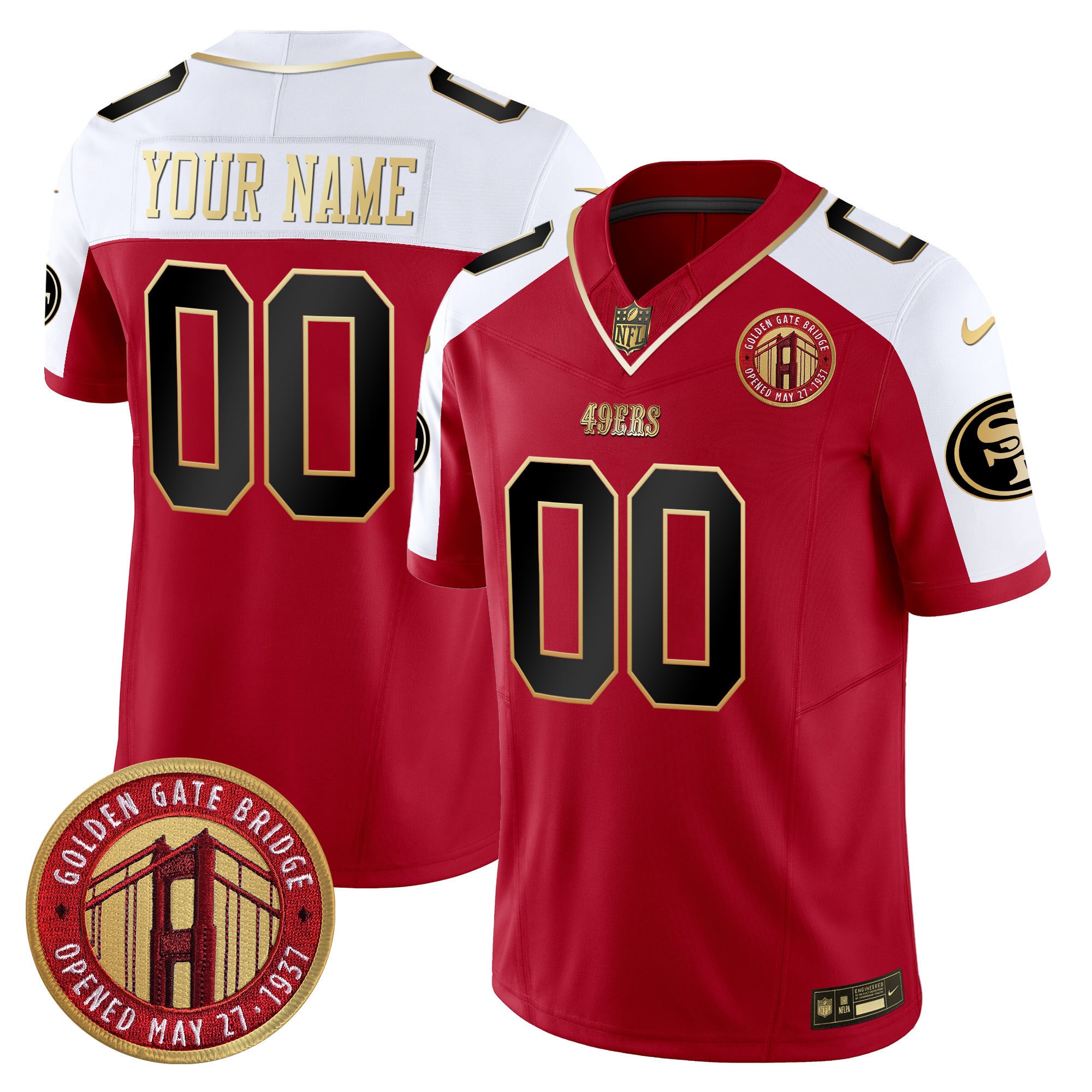 49ers Golden Gate Bridge Patch Vapor Limited Custom Jersey – All Stitched