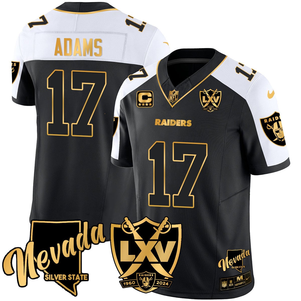 Men’s Raiders 2024 Vapor Limited Gold Jersey – 65th Anniversary – All Stitched