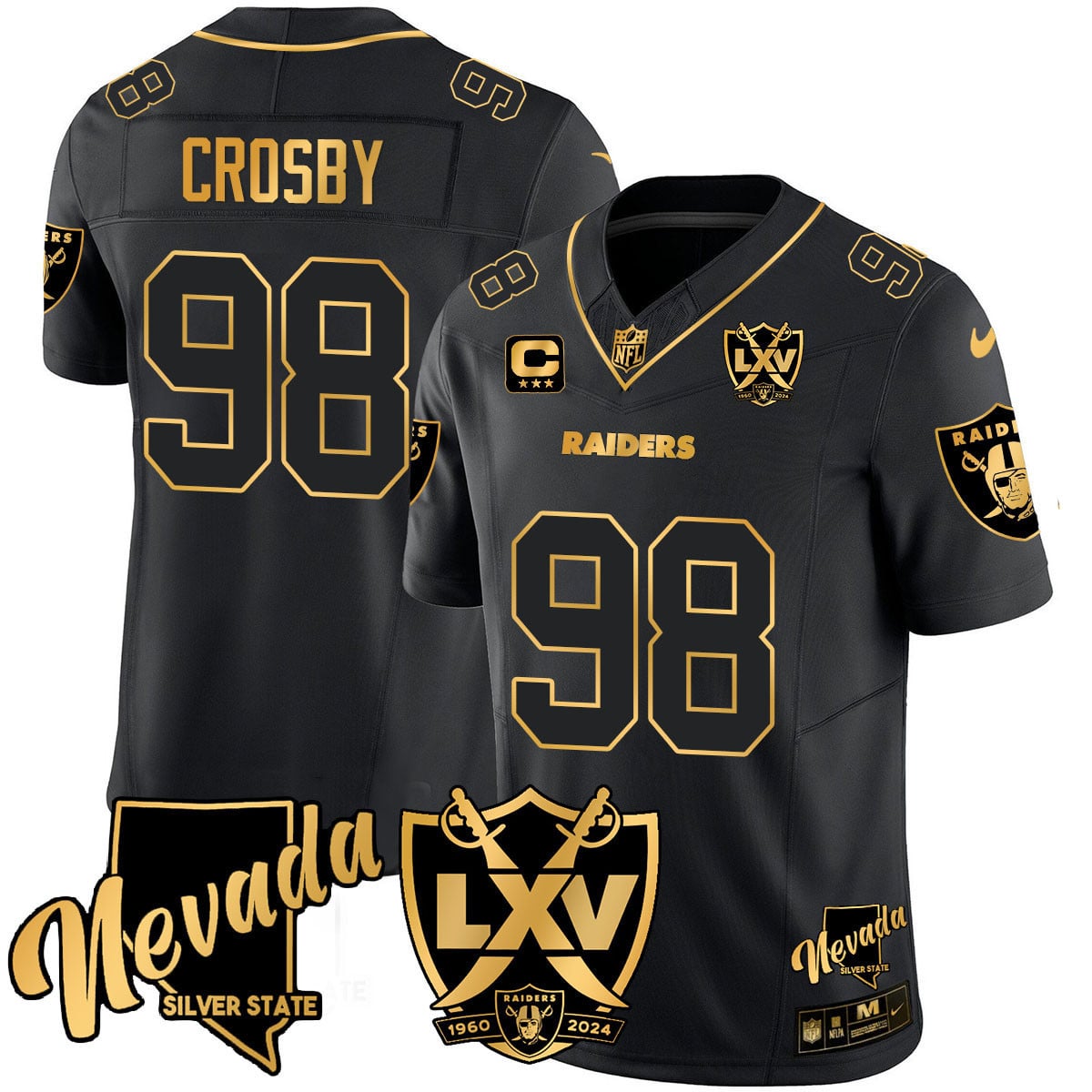 Men’s Raiders 2024 Vapor Limited Gold Jersey – 65th Anniversary – All Stitched