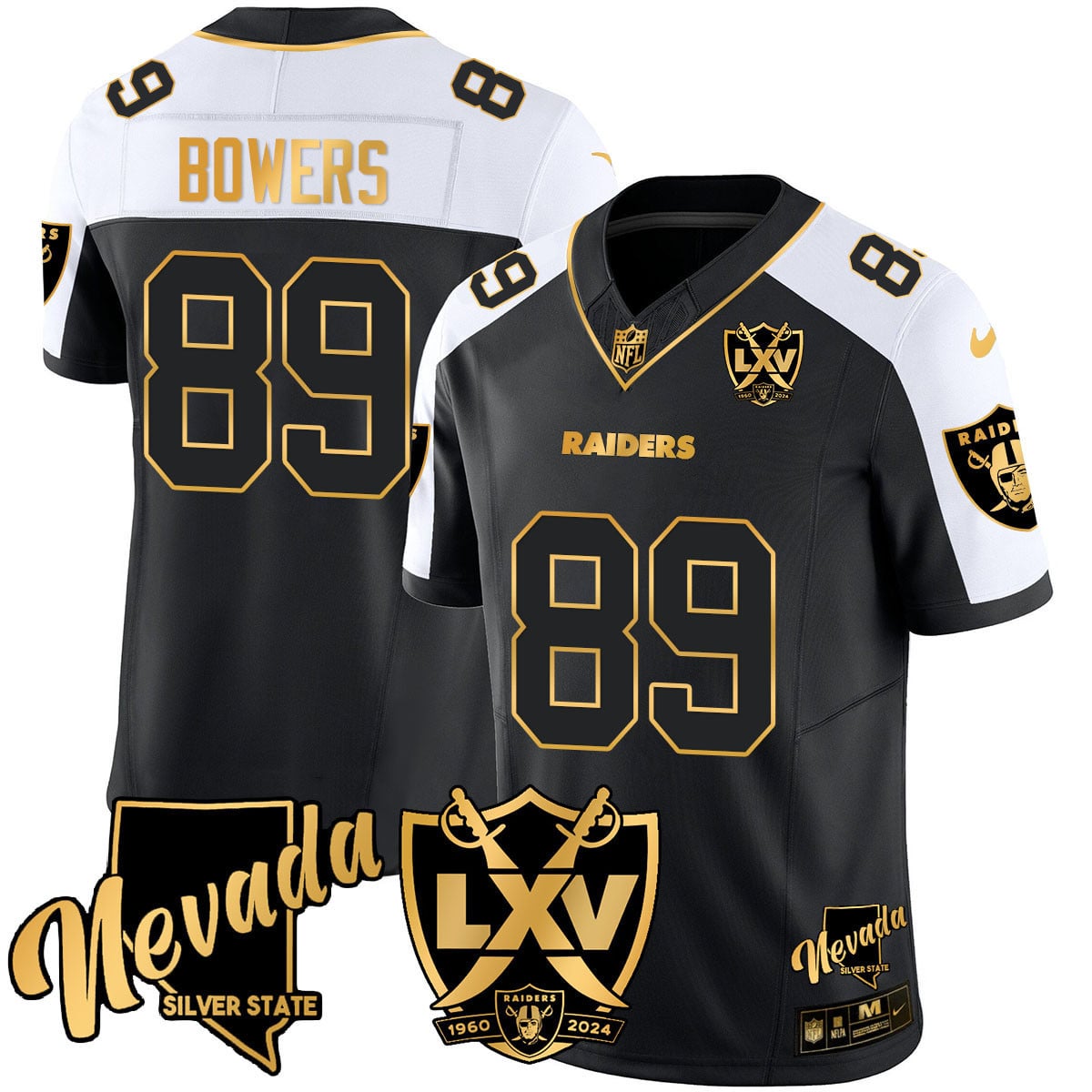 Men’s Raiders 2024 Vapor Limited Gold Jersey – 65th Anniversary – All Stitched