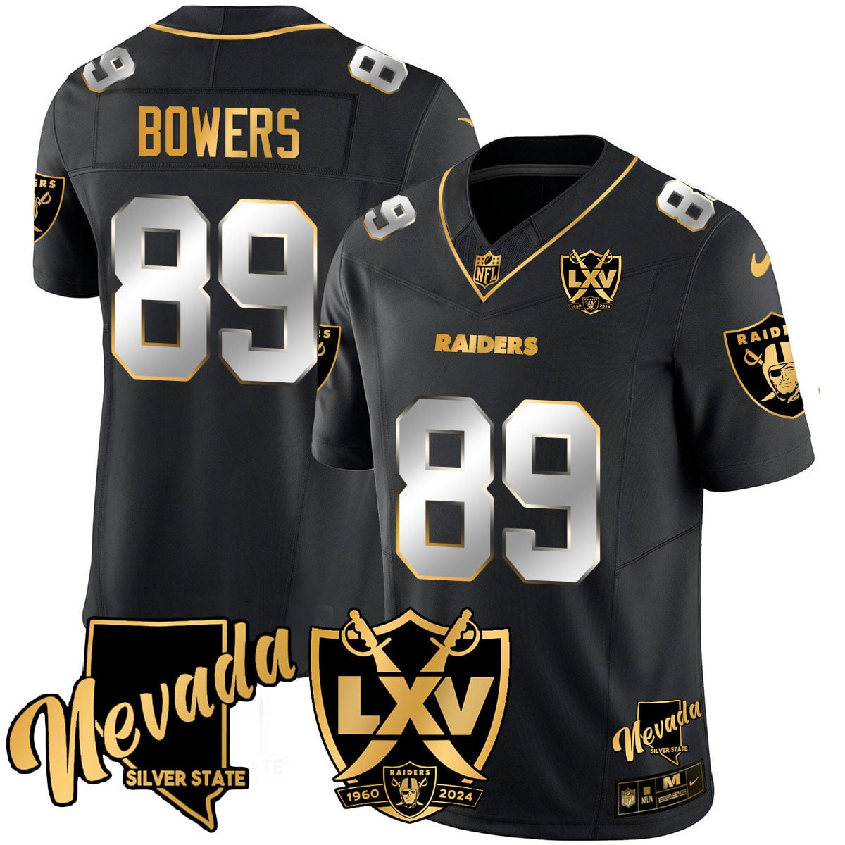 Men’s Raiders 2024 Vapor Limited Gold Jersey – 65th Anniversary – All Stitched