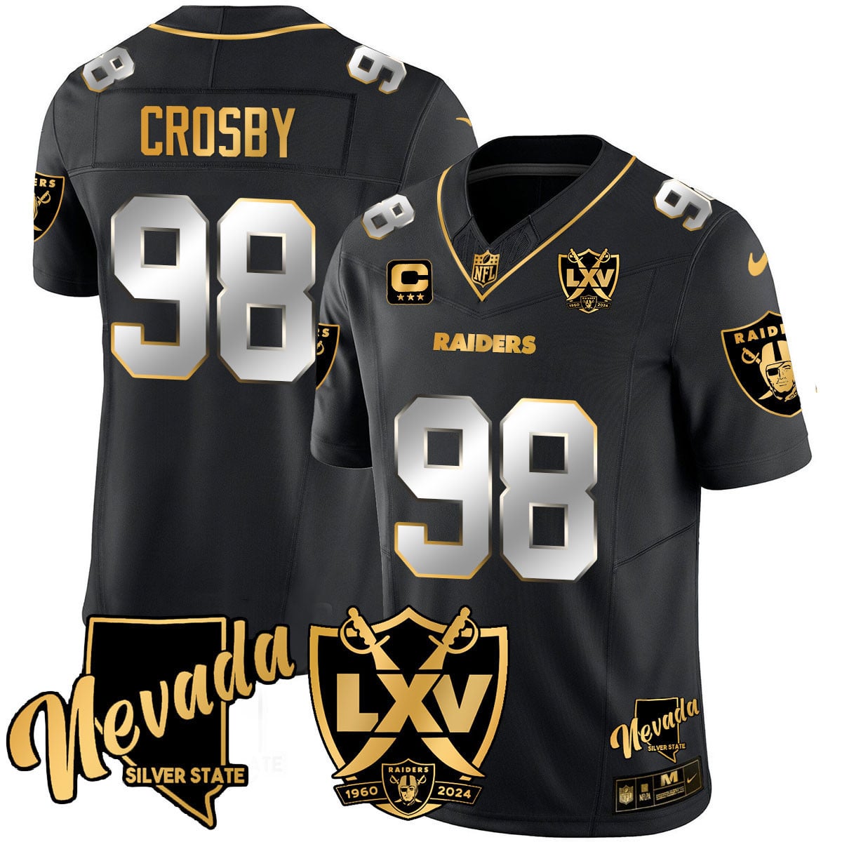 Men’s Raiders 2024 Vapor Limited Gold Jersey – 65th Anniversary – All Stitched
