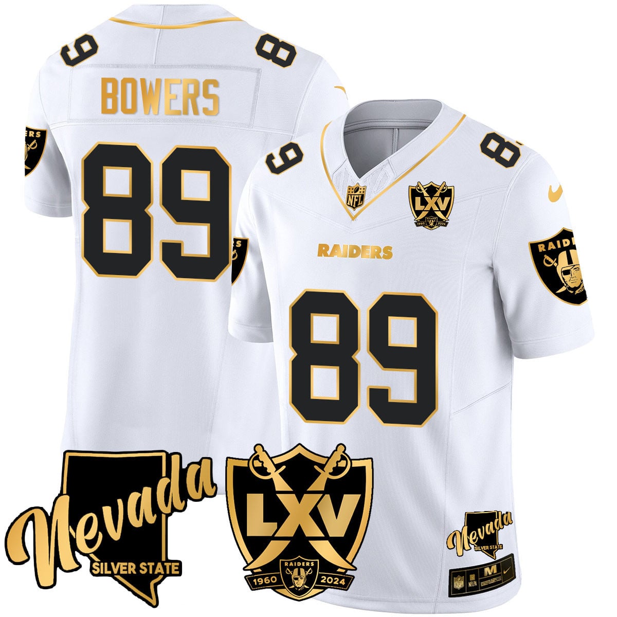 Men’s Raiders 2024 Vapor Limited Gold Jersey – 65th Anniversary – All Stitched