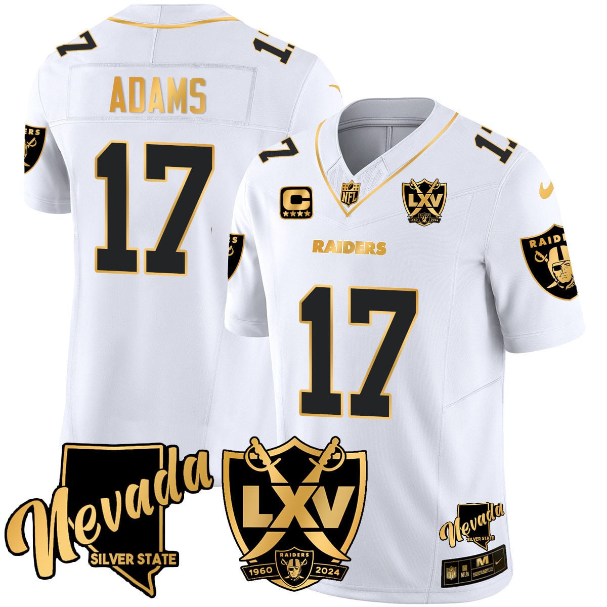 Men’s Raiders 2024 Vapor Limited Gold Jersey – 65th Anniversary – All Stitched
