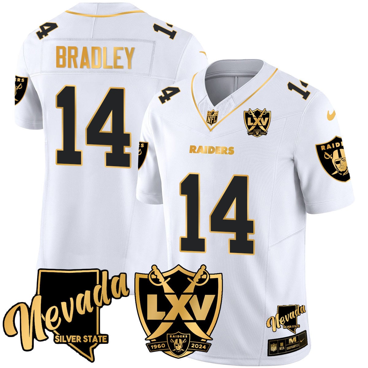 Men’s Raiders 2024 Vapor Limited Gold Jersey – 65th Anniversary – All Stitched