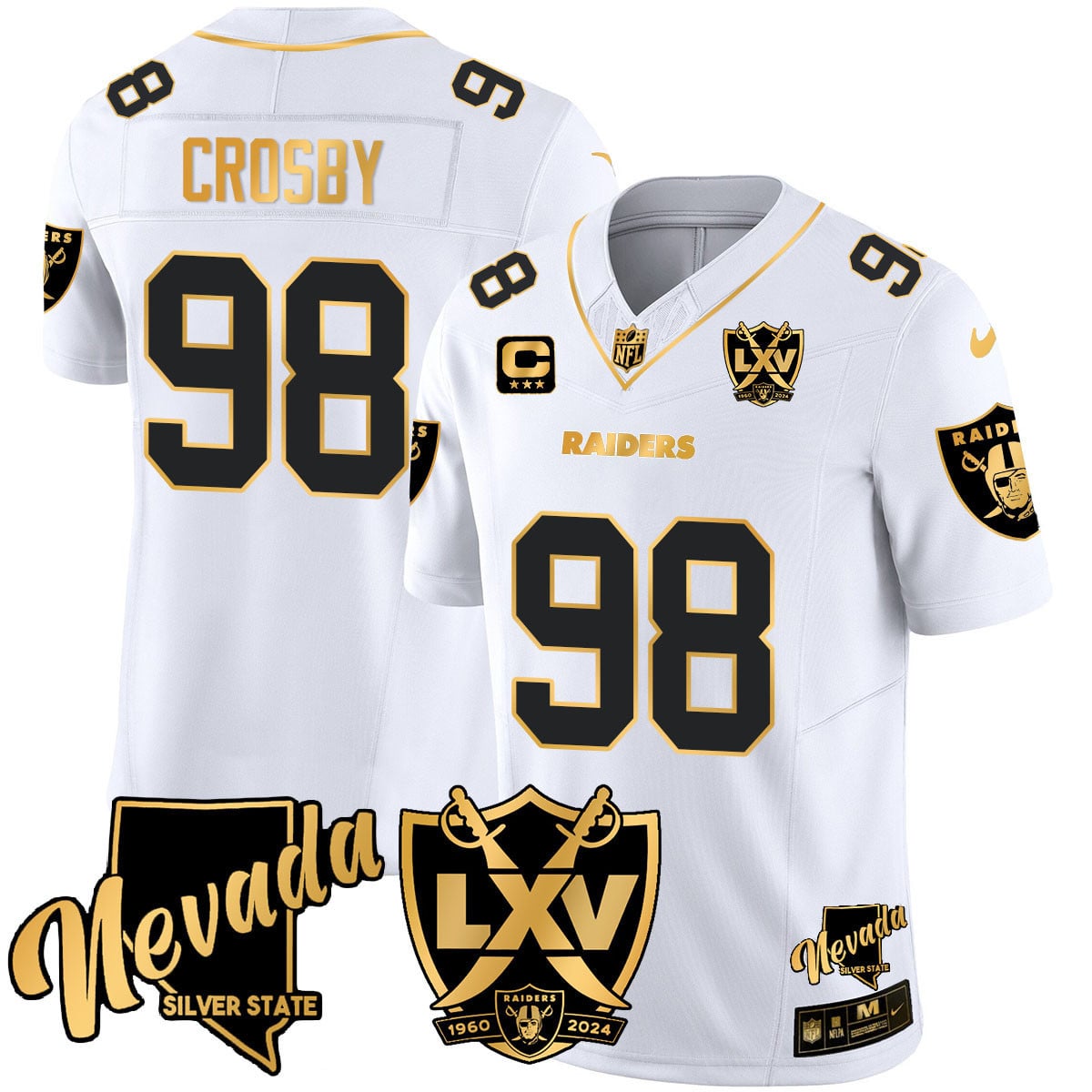Men’s Raiders 2024 Vapor Limited Gold Jersey – 65th Anniversary – All Stitched