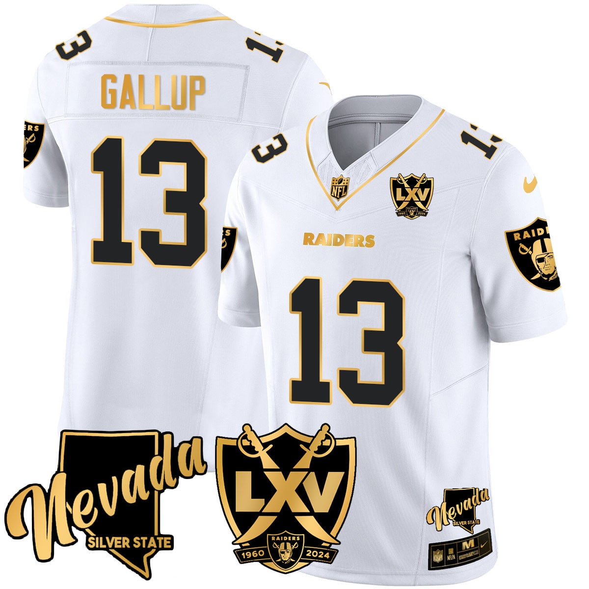 Men’s Raiders 2024 Vapor Limited Gold Jersey – 65th Anniversary – All Stitched