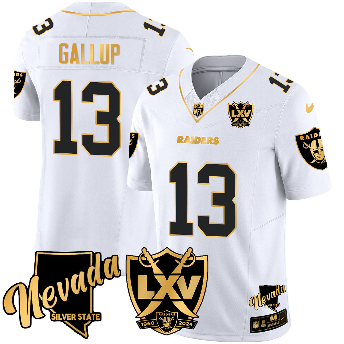 Men’s Raiders 2024 Vapor Limited Gold Jersey – 65th Anniversary – All Stitched