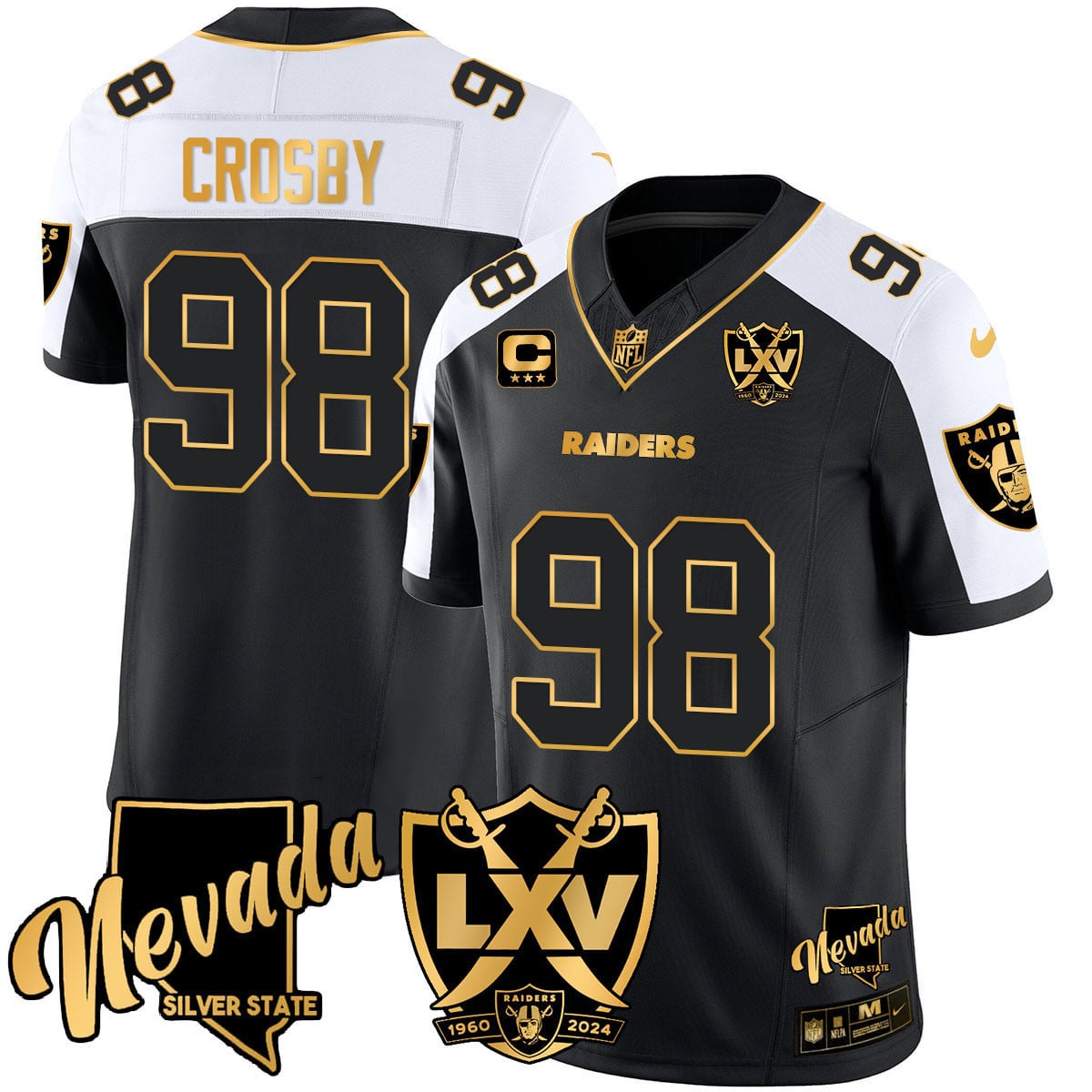 Men’s Raiders 2024 Vapor Limited Gold Jersey – 65th Anniversary – All Stitched