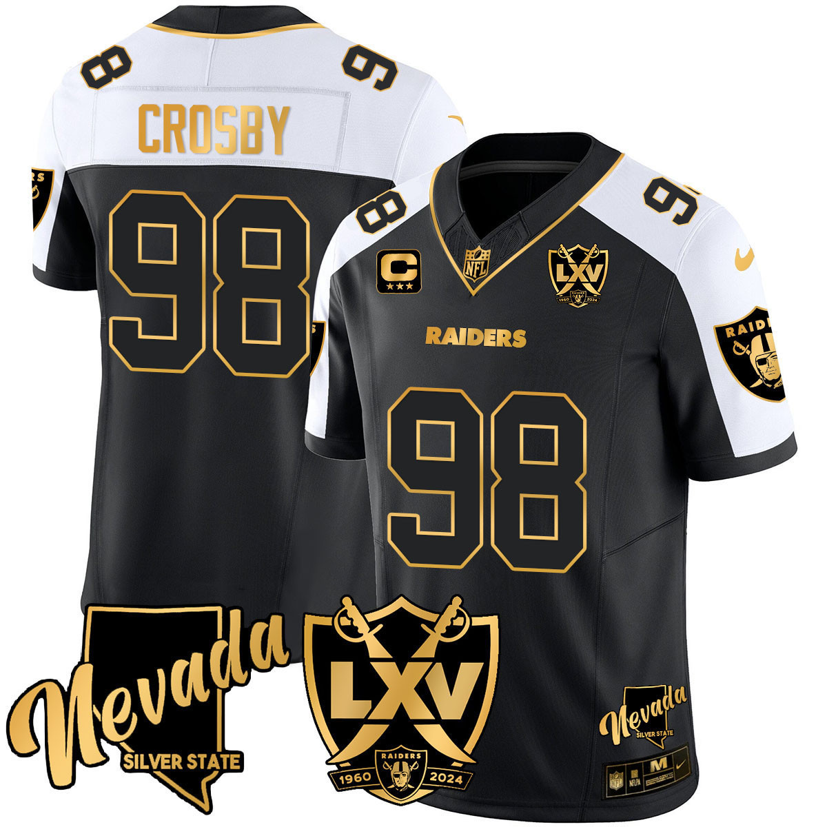 Men’s Raiders 2024 Vapor Limited Gold Jersey – 65th Anniversary – All Stitched