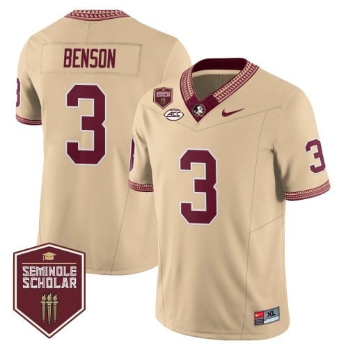 Men’s Florida State Seminoles Football Vapor Gold Jersey – Seminole Scholar – All Stitched